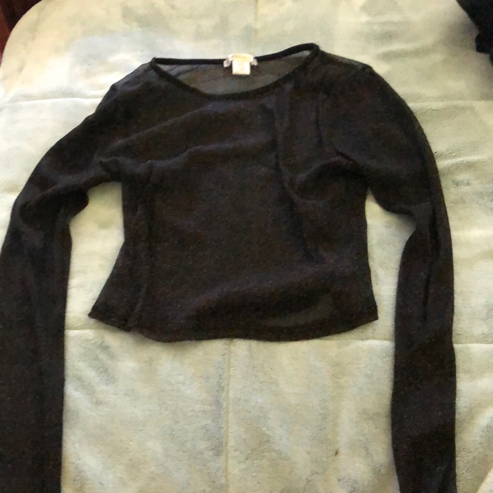 Sheer long sleeve crop top